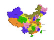 China Landkarte 3D - administrative Regionen und Taiwan
