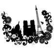 Romantic Paris monuments background