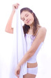 beautiful woman in white
