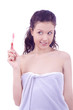 Foto: woman with toothbrush in morning woman with toothbrush in morning
