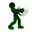 3D man holds the ball isolated on white. 3D man holds the ball isolated on white.