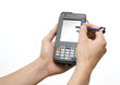 Photo: Warehouse PDA in human hands Warehouse PDA in human hands