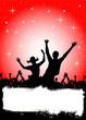 rotes party plakat mit sternen