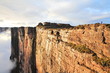Sheer cliffs of Mount Roraima - landscape with clouds background