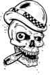 Punk tattoo style skull with wings smoking a cigar