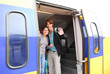 Photo: young couple on the train young couple on the train