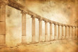 jerash ruins on grunge background