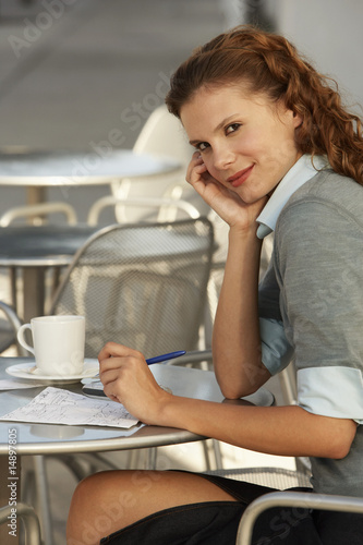 Photo: Businesswoman at Sidewalk Cafe Businesswoman at Sidewalk Cafe