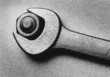 Wrench and bolt, b&w