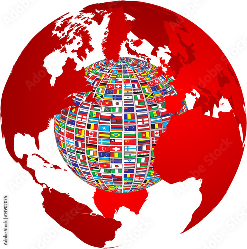 transparency world map with country flags on it