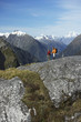Two hikers in mountains