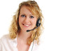 business blonde woman with headset