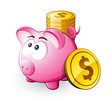 Cochon tirelire et économies dollars Cochon tirelire et économies dollars