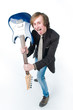 Screaming man with electro guitar