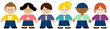 Children holding hands wearing 