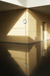 Empty corridor with clock on wall