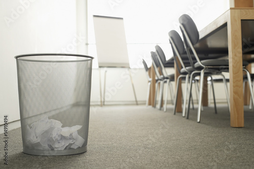 Photo: Trash Can in Empty Meeting Room Trash Can in Empty Meeting Room