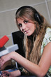 woman headset dance