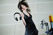 woman headset dance