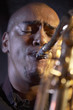 Saxophone player on stage, portrait, close-up