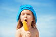 Little girl eating ice cream