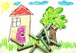Colour kid's painting with chalks