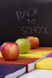 books and apples at school books and apples at school