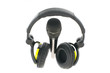 Microphone with headphones