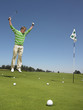 Golfer Cheering on Putting Green