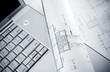 plans and laptop