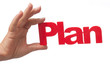 Hand holding word plan Hand holding word plan
