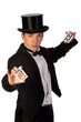young magician performing with cards young magician performing with cards