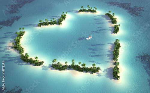 Fototapeta aerial view of heart-shaped island
