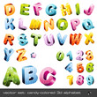 cute candy-colored 3d-alphabet (caps and numerics)