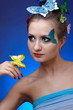 model with butterfly bodyart