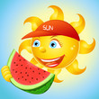 Happy sun with watermelon Happy sun with watermelon