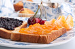two toasts with jam