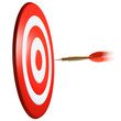 Dart hitting target's center (3d illustration)