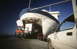 Cargo being loaded onto ferry, Port Melbourne, Victoria, Australia