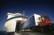 Truck exiting ferry, Port Melbourne, Victoria, Australia