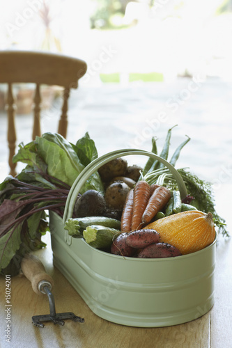 Photo: Fresh vegetables on table, close-up Fresh vegetables on table, close-up
