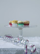 Streamers and cup cakes on table