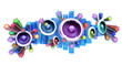 Bannière couleurs musique 3D