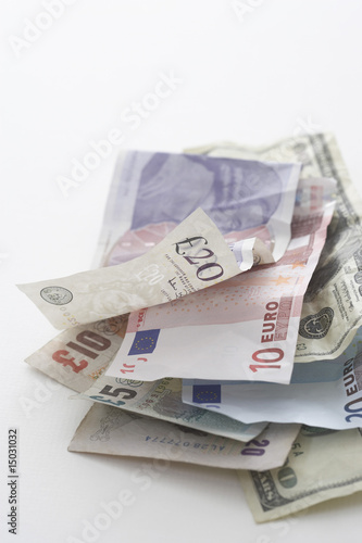 Photo: Euro notes on white background Euro notes on white background