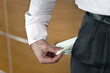 Businessman pulling out empty pocket