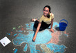 Young girl draw  Europe