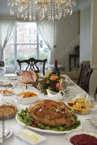 Photo: Thanksgivig dinner on table in elegant home Thanksgivig dinner on table in elegant home