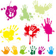 Hand print with splatters