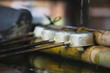 Japan, Nara, Kofuku-ji Temple, Row of ladles, close-up