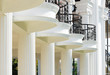 The balcony and pillars in white archaic building
